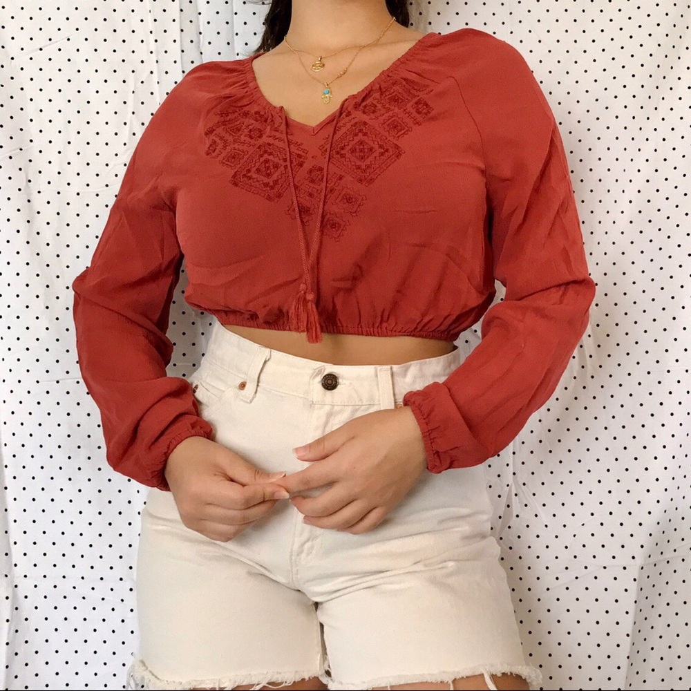 Aeropostale burnt orange long sleeve croptop